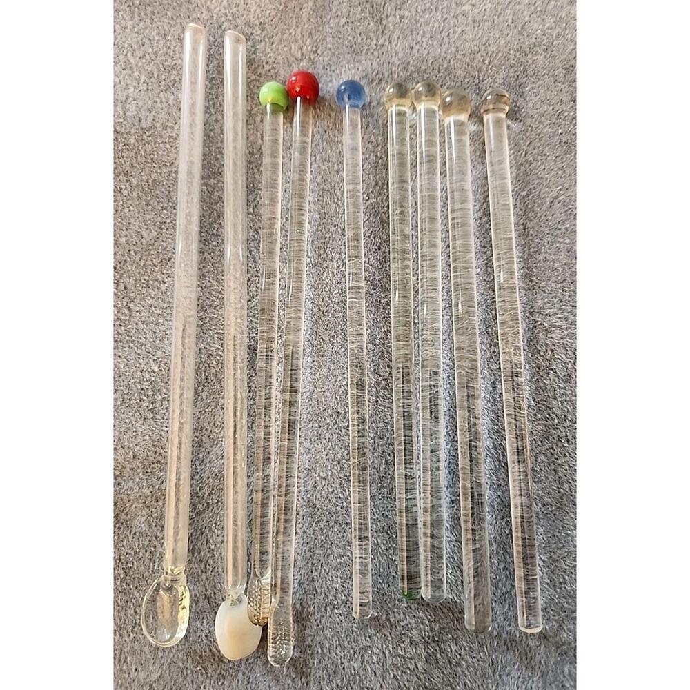 Fifteen Vintage Glass Stirrers Swizzles Barware